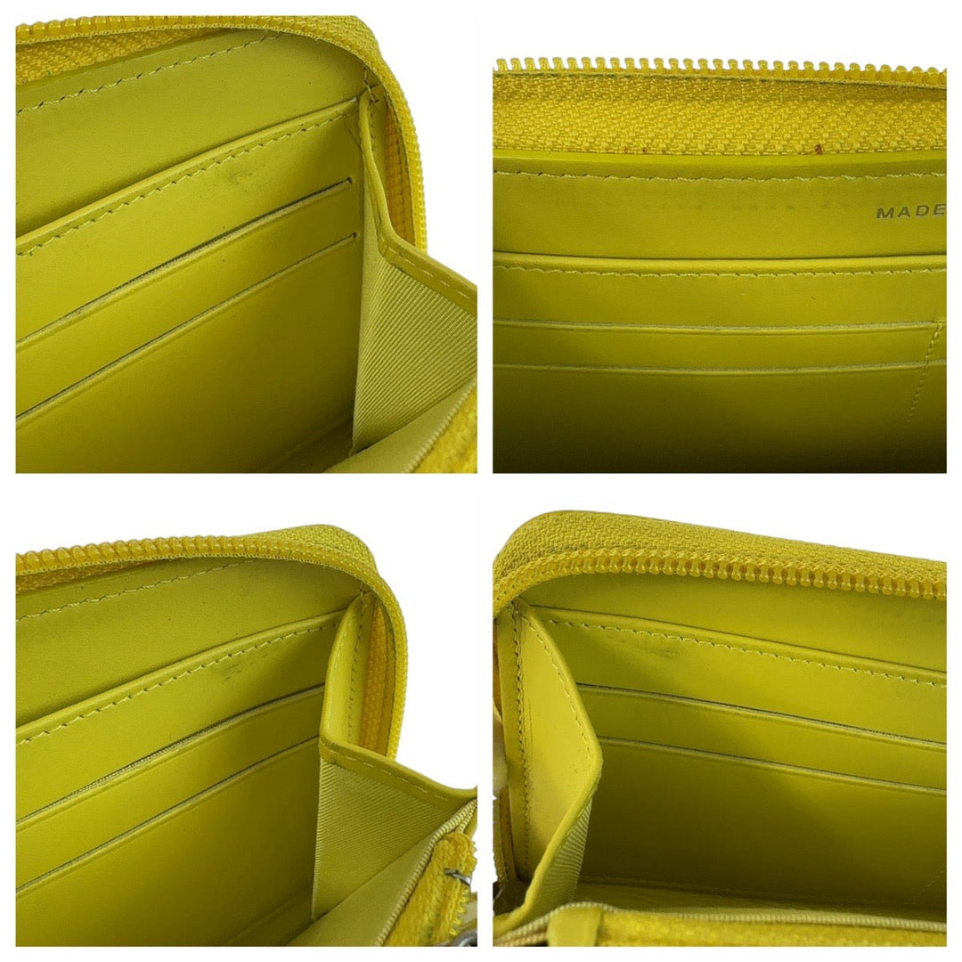 CHANEL Long Wallet Purse Caviar skin Yellow SilverMetal Long Wallet Purse COCO Mark Women Used Authentic