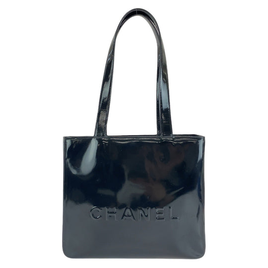 CHANEL Tote Bag enamel Black Gold Metal Tote Bag Shoulder Bag Women Used Authentic