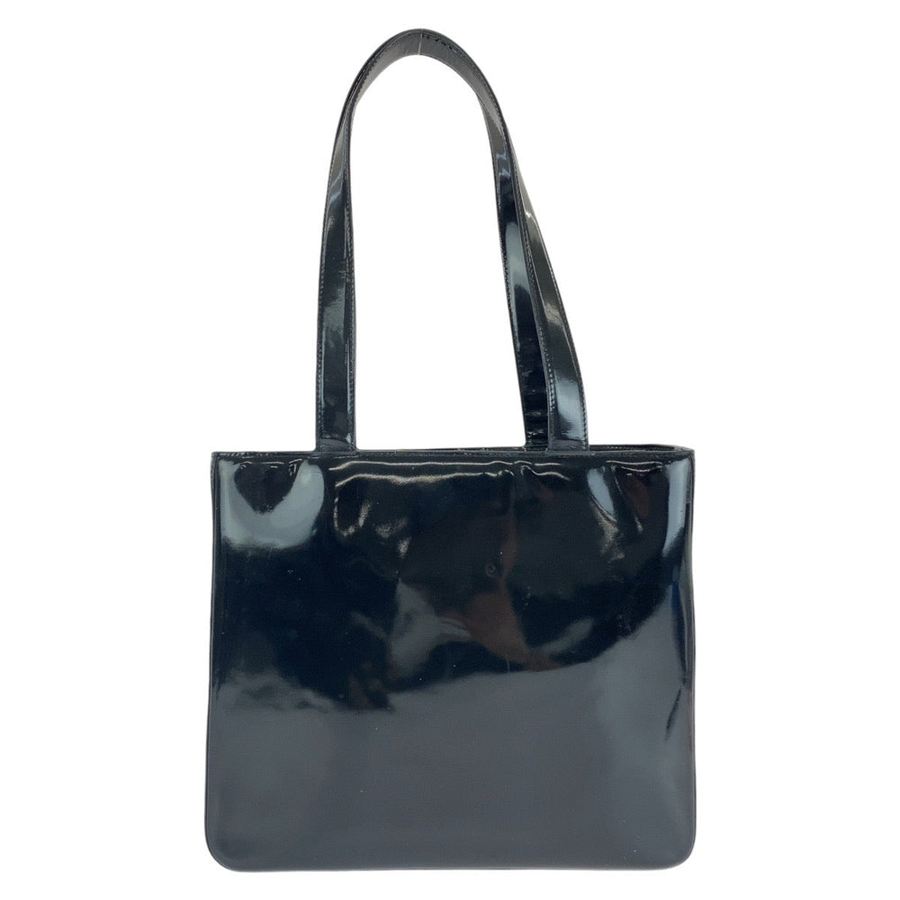 CHANEL Tote Bag enamel Black Gold Metal Tote Bag Shoulder Bag Women Used Authentic