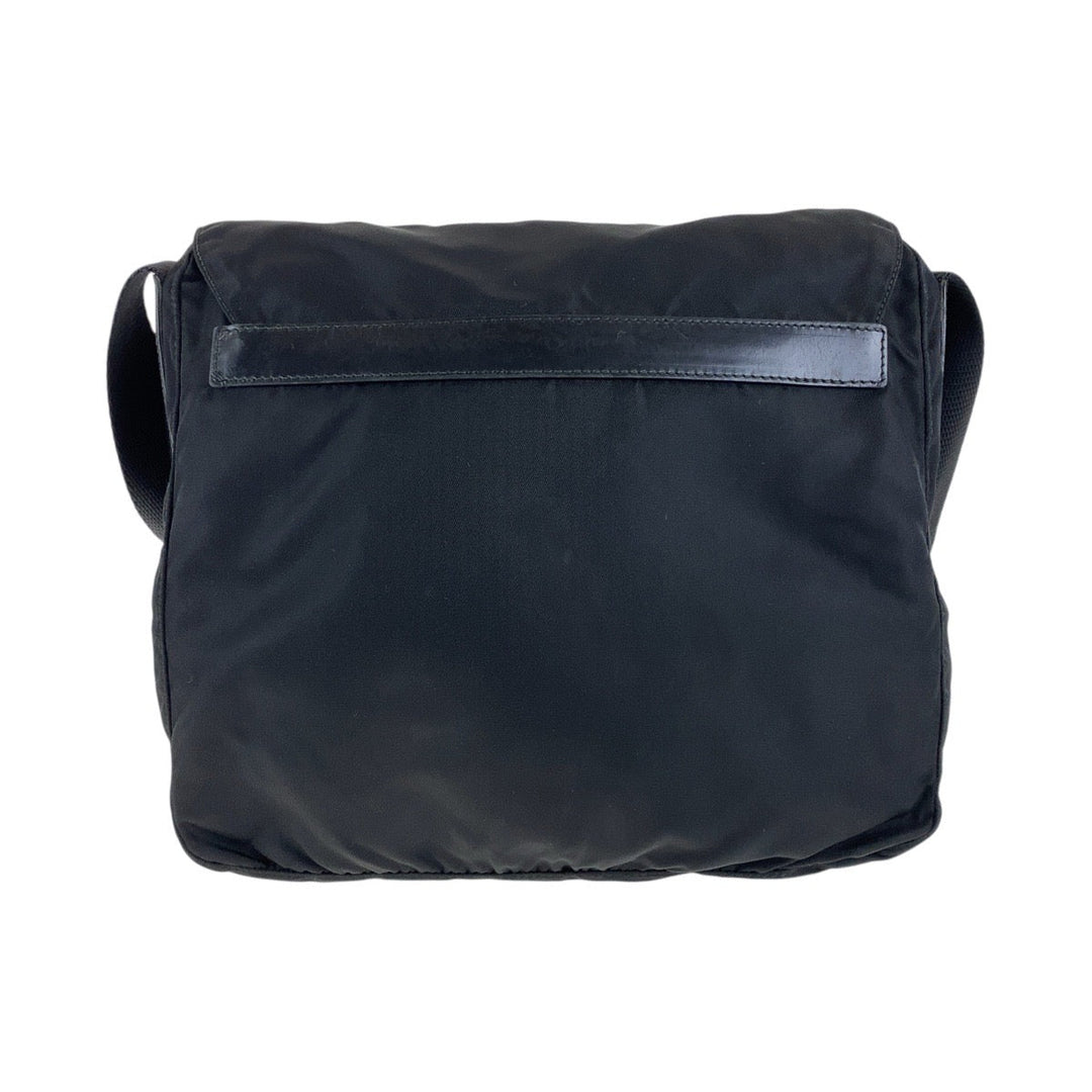 PRADA Shoulder Bag Nylon, Leather Black SilverMetal Crossbody Shoulder Bag Pochette Test Triangle With logo mens Used Authentic