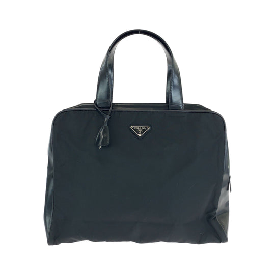 PRADA Handbag B7563 Nylon Black SilverMetal Handbag Test Triangle With logo Women Used Authentic