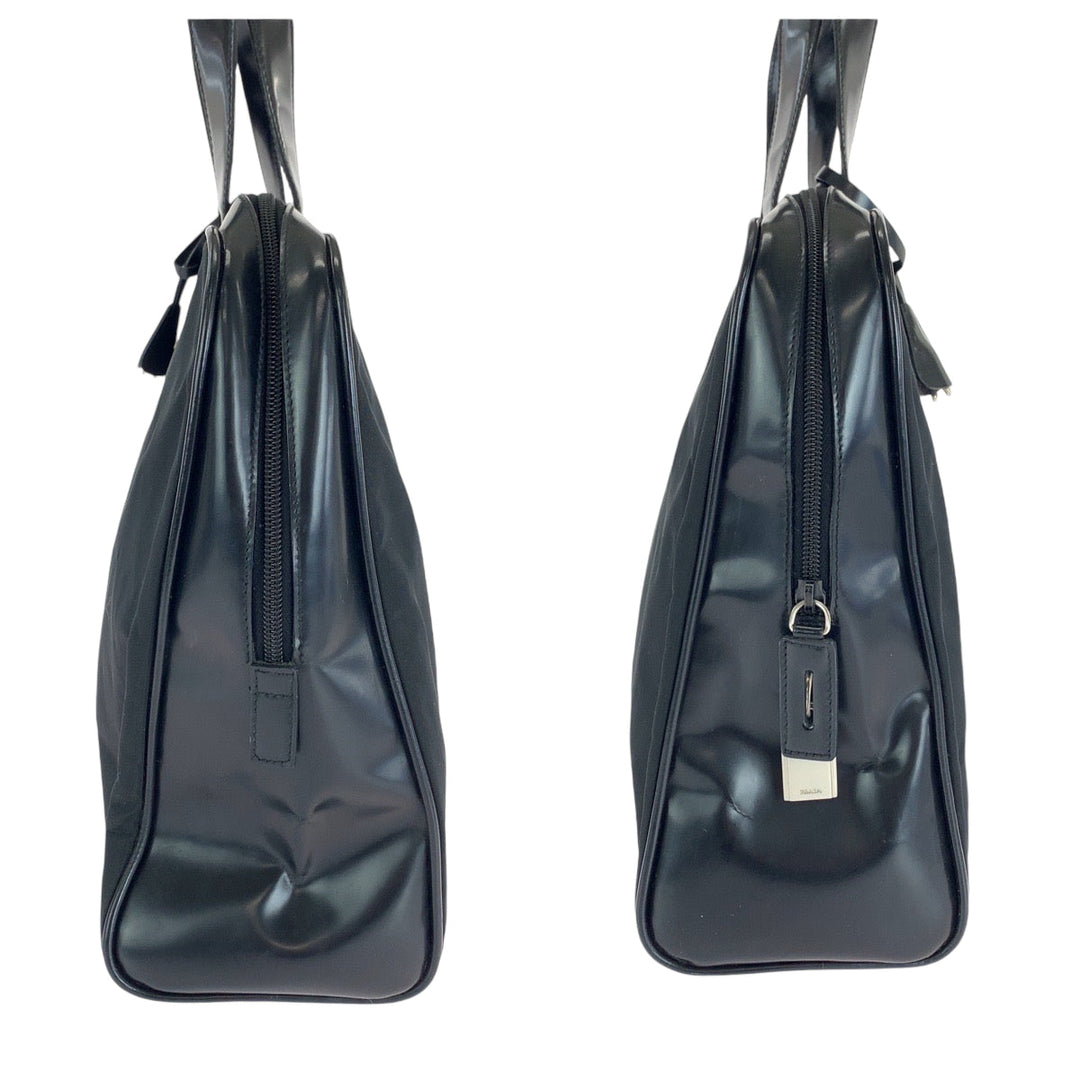 PRADA Handbag B7563 Nylon Black SilverMetal Handbag Test Triangle With logo Women Used Authentic