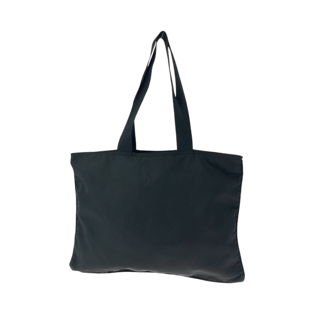 PRADA Tote Bag Nylon Black SilverMetal Tote Bag Shoulder Bag Test Triangle With logo Women Used Authentic