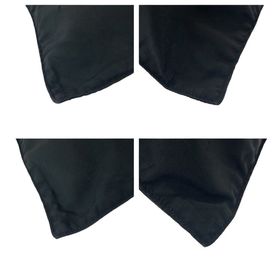 PRADA Tote Bag Nylon Black SilverMetal Tote Bag Shoulder Bag Test Triangle With logo Women Used Authentic