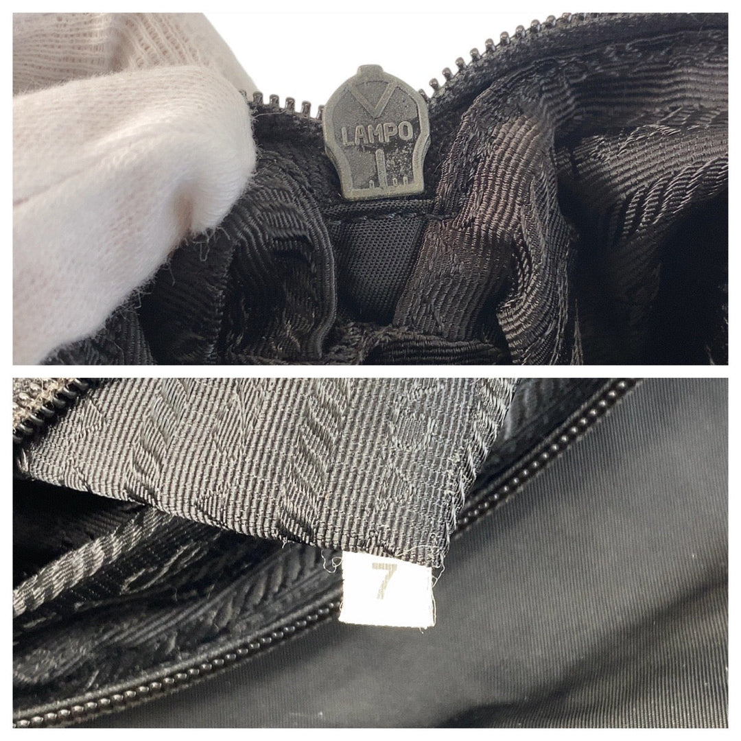 PRADA Shoulder Bag Nylon Black SilverMetal Crossbody Shoulder Bag Messenger Bag Test Triangle With logo mens Used Authentic