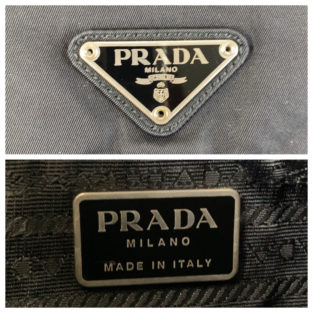 PRADA Shoulder Bag Nylon Black SilverMetal Crossbody Shoulder Bag Messenger Bag Test Triangle With logo mens Used Authentic