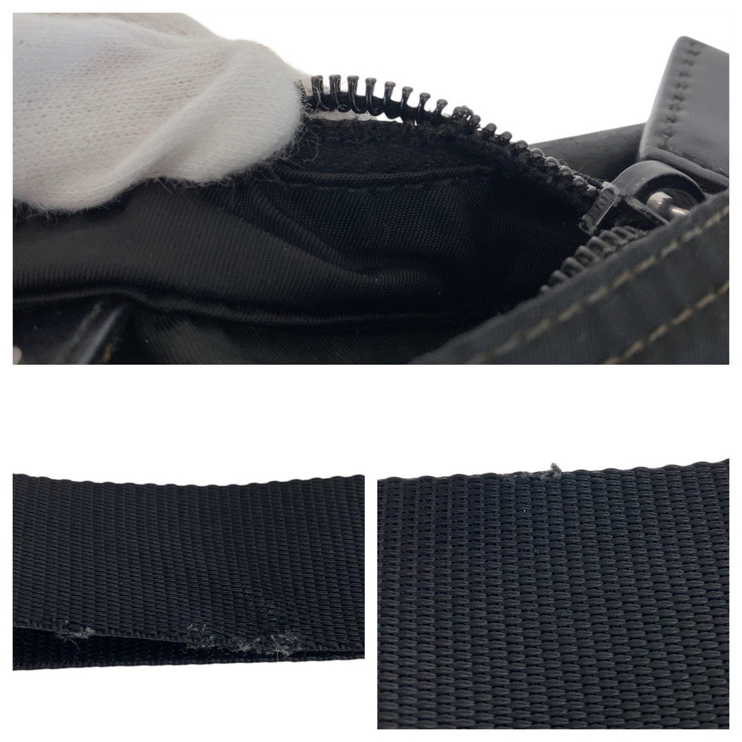 PRADA Shoulder Bag Nylon Black SilverMetal Crossbody Shoulder Bag Pochette Test Triangle With logo Women Used Authentic