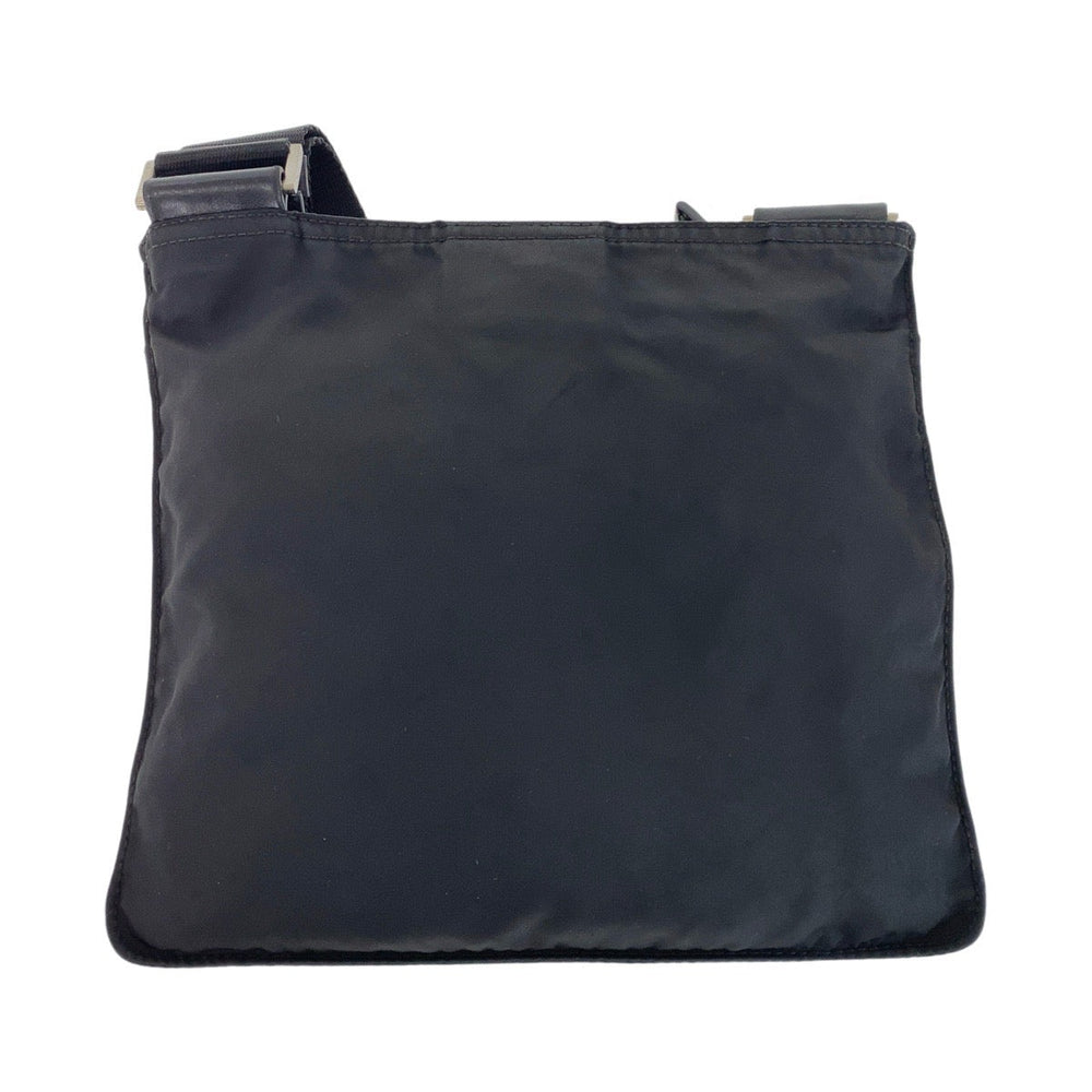 PRADA Shoulder Bag Nylon Black SilverMetal Crossbody Shoulder Bag Pochette Test Triangle With logo Women Used Authentic