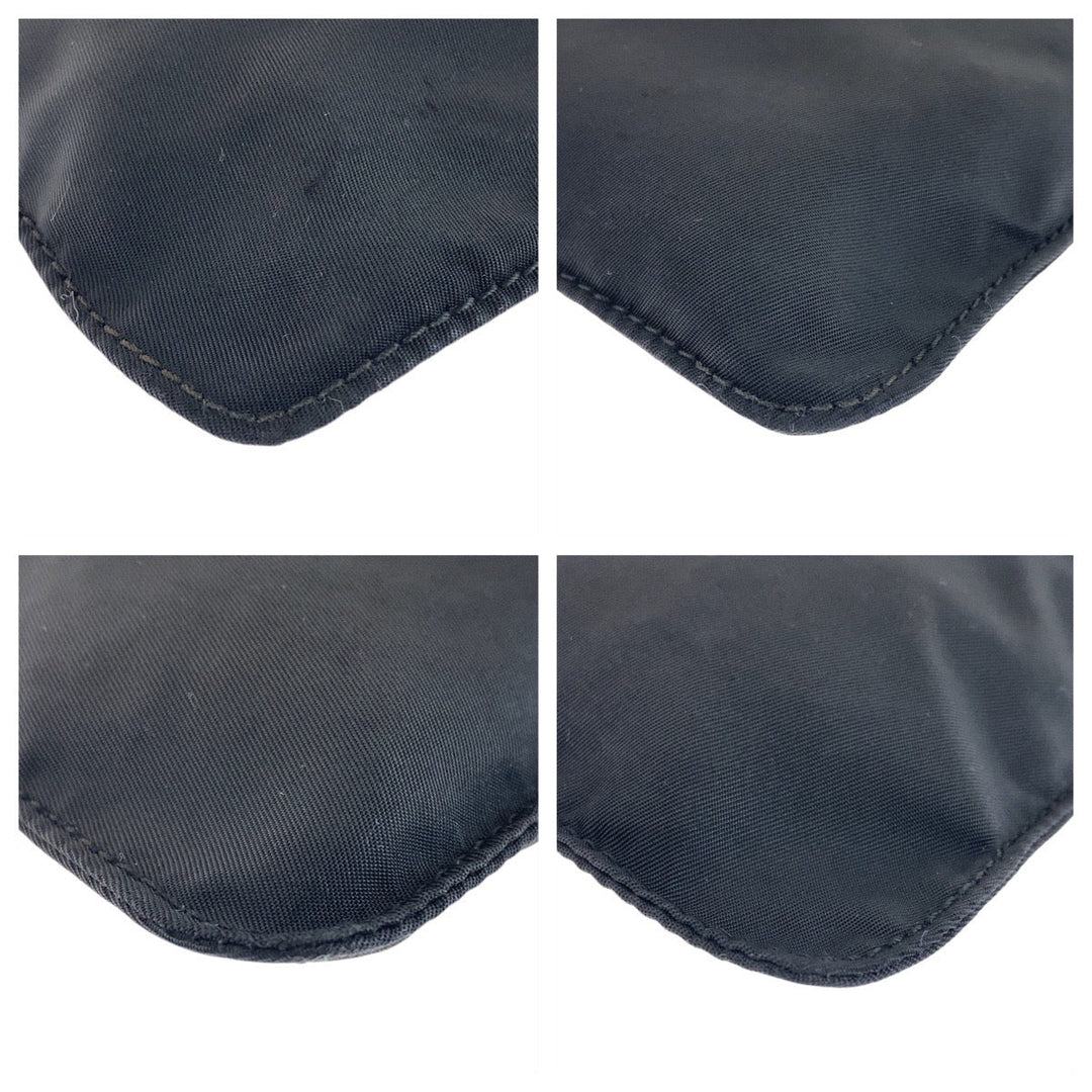 PRADA Shoulder Bag Nylon Black SilverMetal Crossbody Shoulder Bag Pochette Test Triangle With logo Women Used Authentic