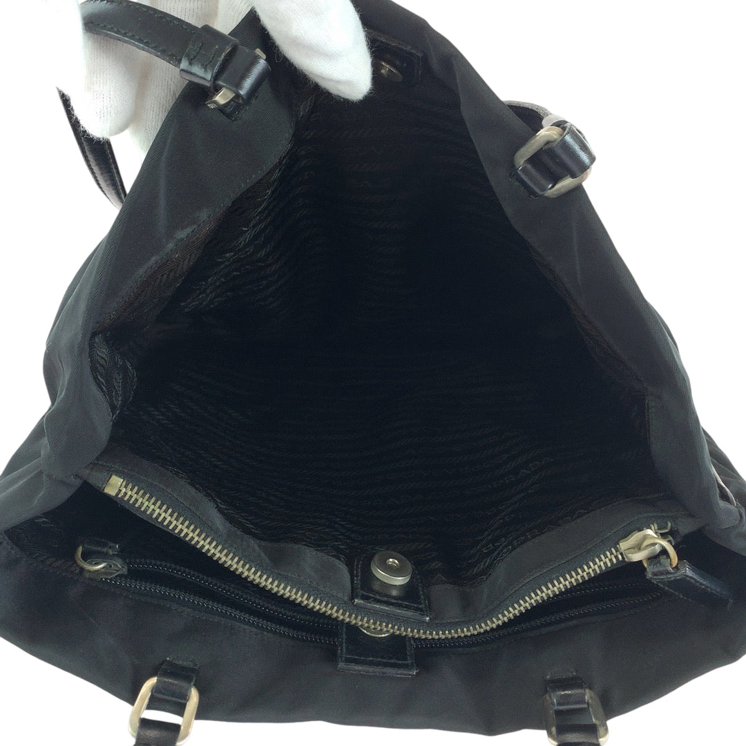 PRADA Tote Bag B11213 Nylon Black SilverMetal Tote Bag Shoulder Bag Test Triangle With logo Women Used Authentic