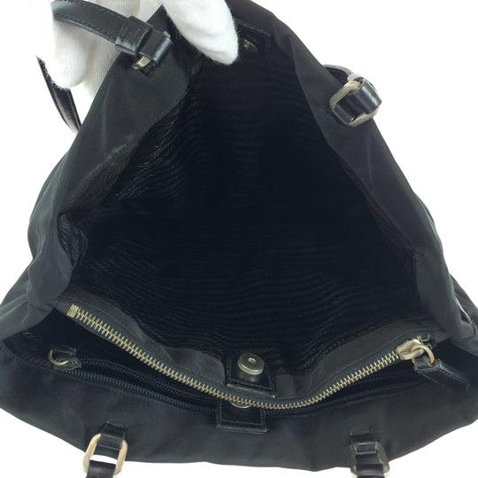PRADA Tote Bag B11213 Nylon Black SilverMetal Tote Bag Shoulder Bag Test Triangle With logo Women Used Authentic
