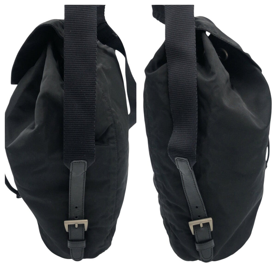 PRADA Backpack Nylon Black black Backpacks and daypacks for men and women Test Triangular logo Women Used Authentic