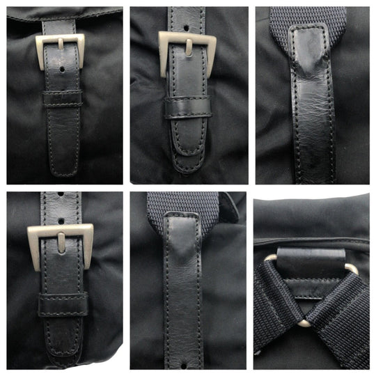 PRADA Backpack Nylon Black black Backpacks and daypacks for men and women Test Triangular logo Women Used Authentic