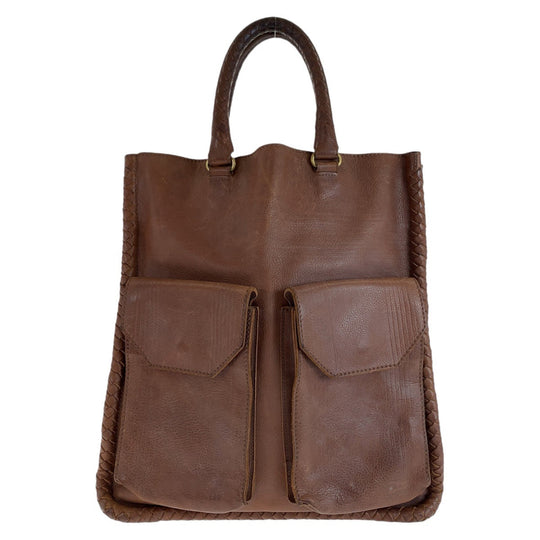BOTTEGAVENETA Tote Bag leather Brown Gold Metal Tote Bag Shoulder Bag Unisex INTRECCIATO mens Used Authentic
