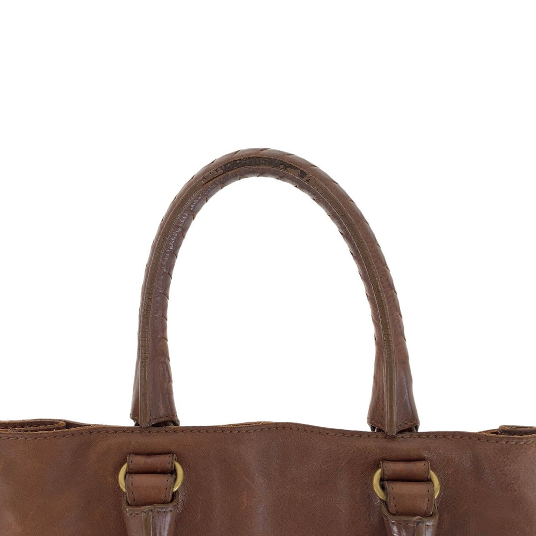 BOTTEGAVENETA Tote Bag leather Brown Gold Metal Tote Bag Shoulder Bag Unisex INTRECCIATO mens Used Authentic