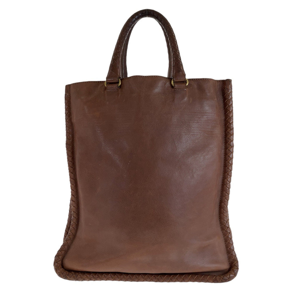 BOTTEGAVENETA Tote Bag leather Brown Gold Metal Tote Bag Shoulder Bag Unisex INTRECCIATO mens Used Authentic