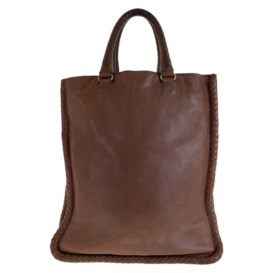 BOTTEGAVENETA Tote Bag leather Brown Gold Metal Tote Bag Shoulder Bag Unisex INTRECCIATO mens Used Authentic