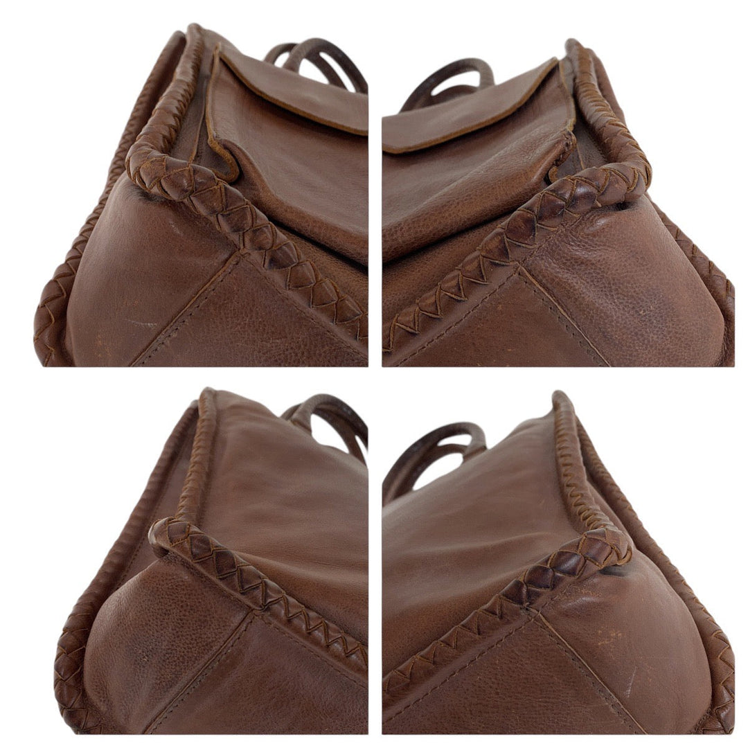 BOTTEGAVENETA Tote Bag leather Brown Gold Metal Tote Bag Shoulder Bag Unisex INTRECCIATO mens Used Authentic