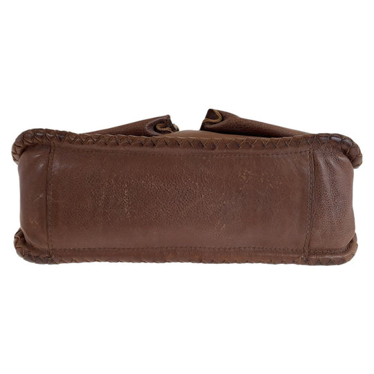 BOTTEGAVENETA Tote Bag leather Brown Gold Metal Tote Bag Shoulder Bag Unisex INTRECCIATO mens Used Authentic