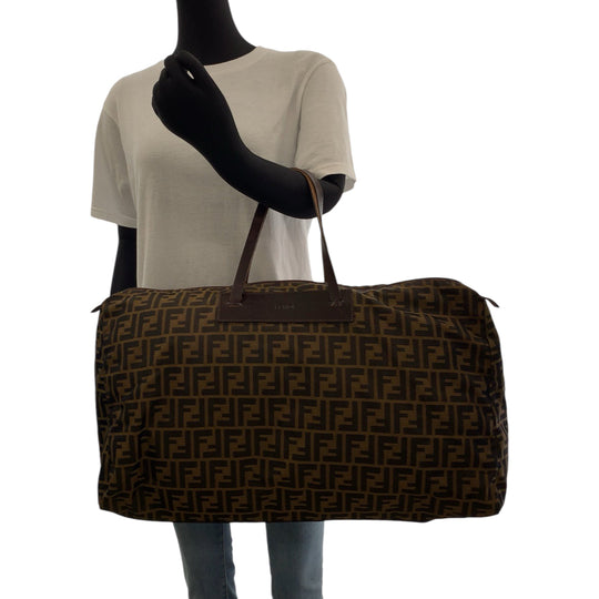 FENDI Tote Bag 15418 0 009 canvas Brown Silver Metal Tote Bag handbag Zucca Women Used Authentic