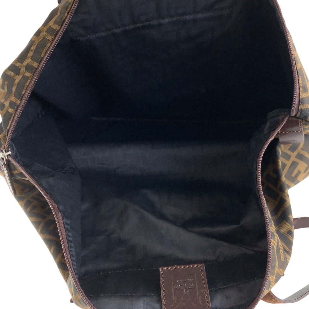 FENDI Tote Bag 15418 0 009 canvas Brown Silver Metal Tote Bag handbag Zucca Women Used Authentic