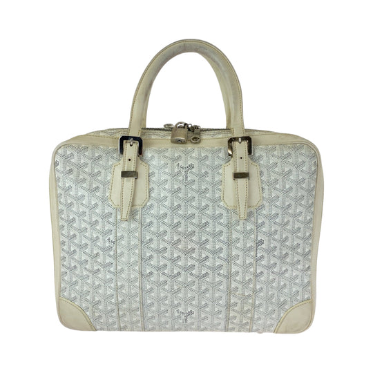 GOYARD Business bag leather White Gray SilverMetal Business bag handbag Ambasard PM Women Used Authentic