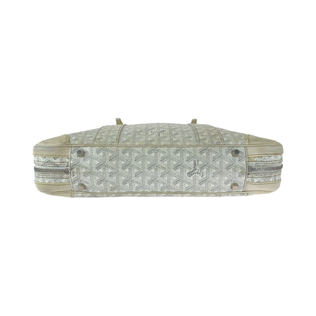GOYARD Business bag leather White Gray SilverMetal Business bag handbag Ambasard PM Women Used Authentic