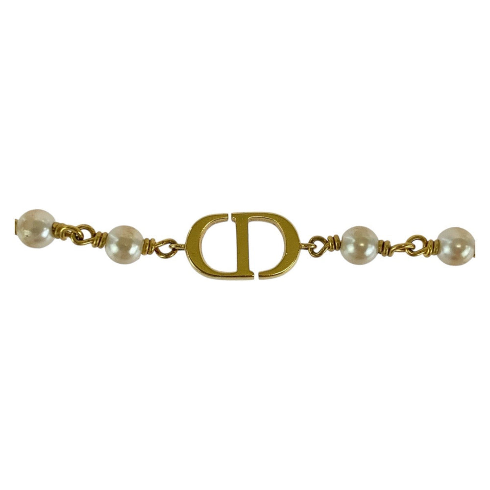 Dior bracelet Metal, Faux Pearl gold bracelet CD logo Women Used Authentic