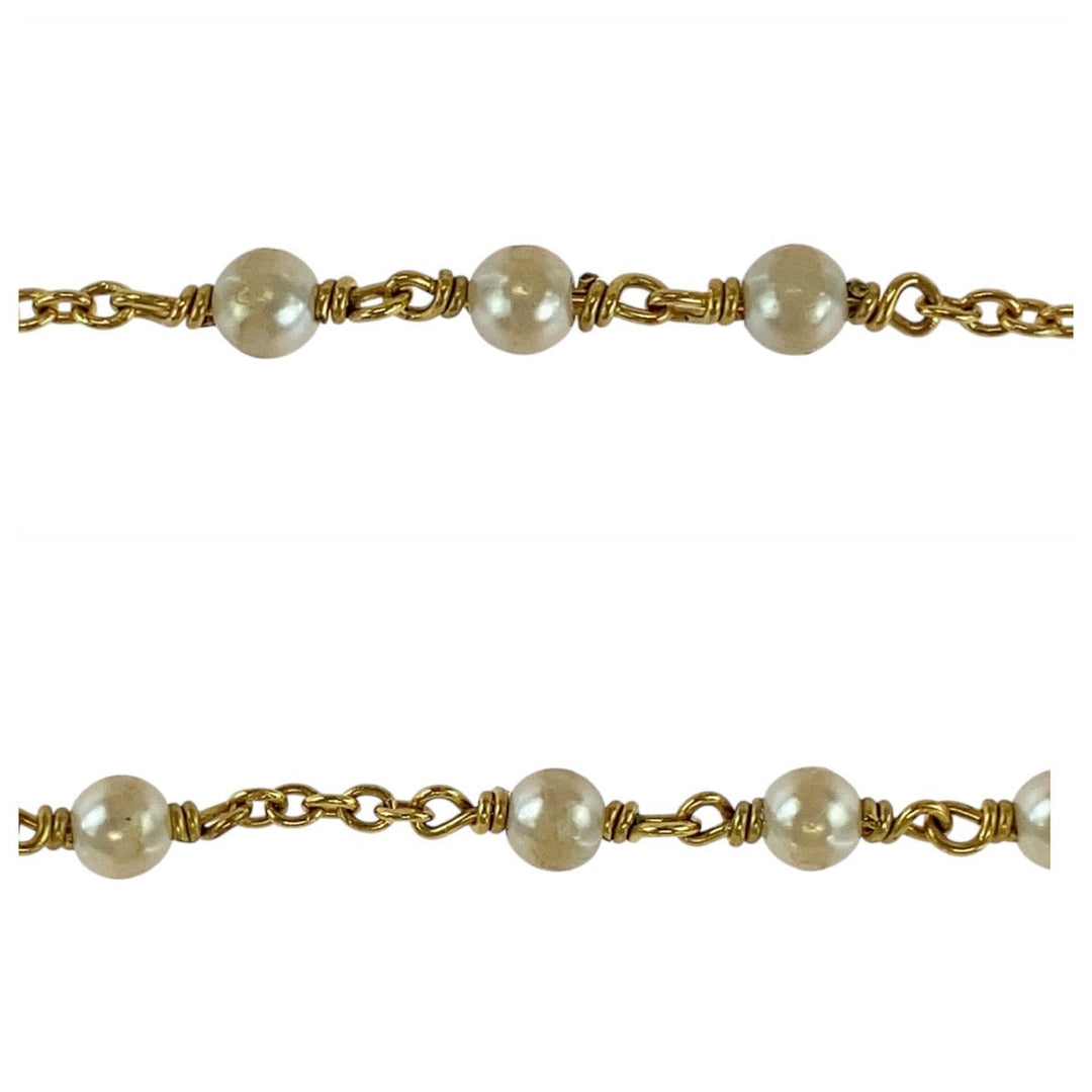 Dior bracelet Metal, Faux Pearl gold bracelet CD logo Women Used Authentic