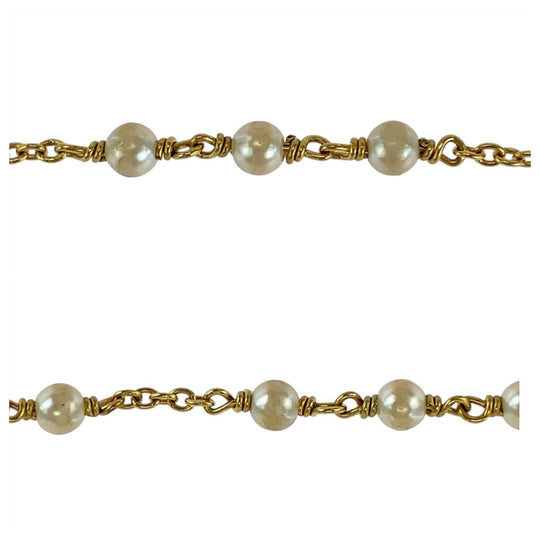Dior bracelet Metal, Faux Pearl gold bracelet CD logo Women Used Authentic