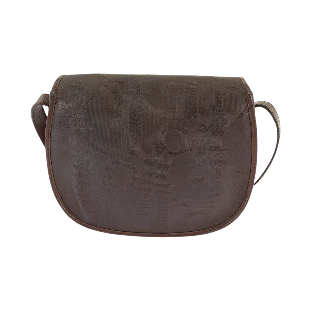 Dior Shoulder Bag PVC Brown Gold Metal Shoulder Bag pochette Trotter Women Used Authentic