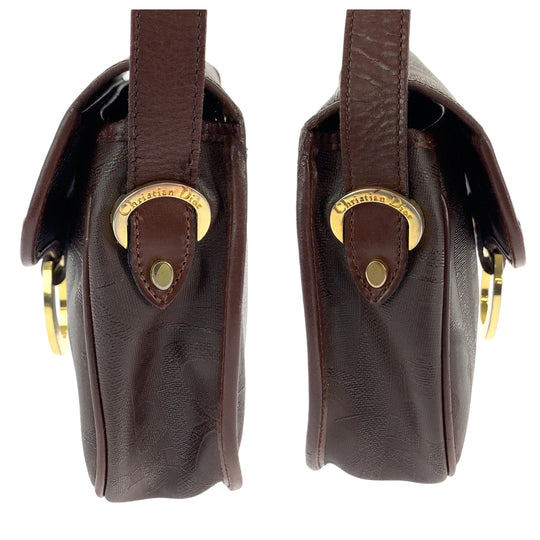 Dior Shoulder Bag PVC Brown Gold Metal Shoulder Bag pochette Trotter Women Used Authentic