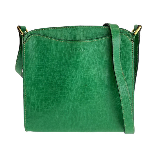 LOEWE Shoulder Bag leather Green GoldMetal Crossbody Shoulder Bag Pochette Women Used Authentic