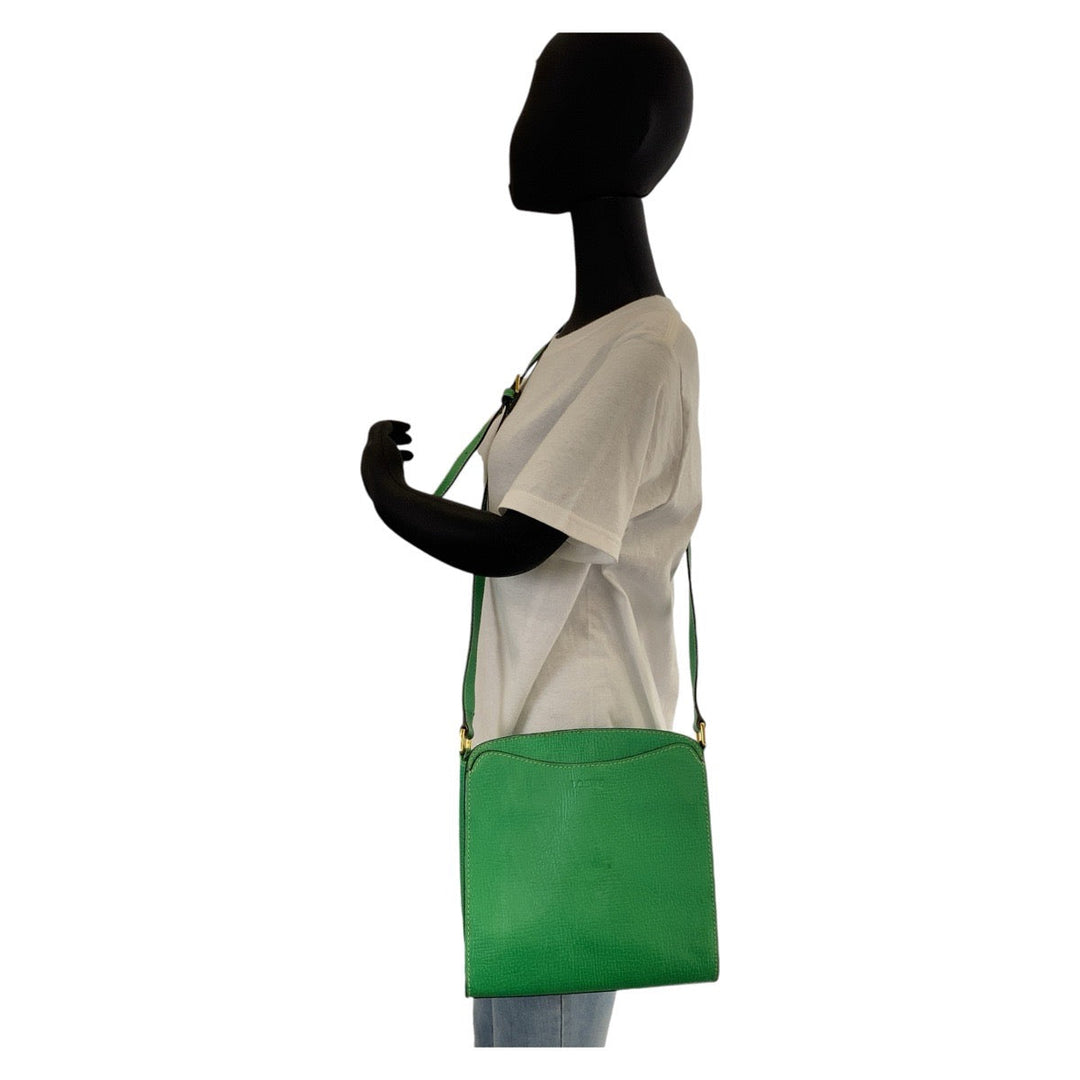 LOEWE Shoulder Bag leather Green GoldMetal Crossbody Shoulder Bag Pochette Women Used Authentic