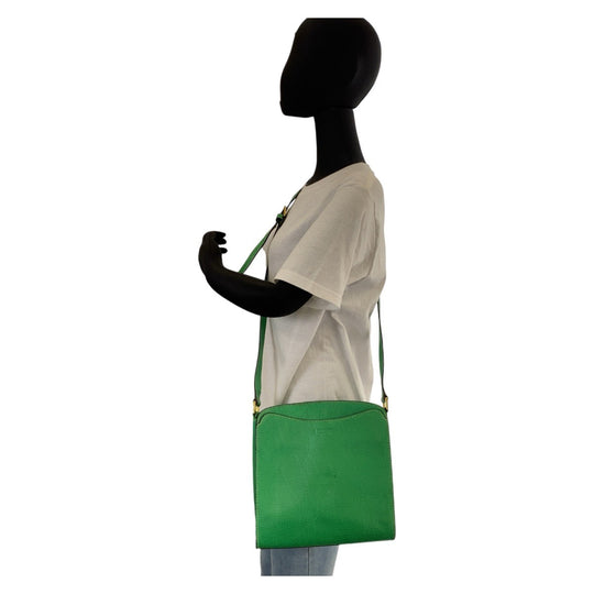 LOEWE Shoulder Bag leather Green GoldMetal Crossbody Shoulder Bag Pochette Women Used Authentic