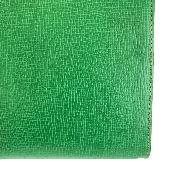 LOEWE Shoulder Bag leather Green GoldMetal Crossbody Shoulder Bag Pochette Women Used Authentic