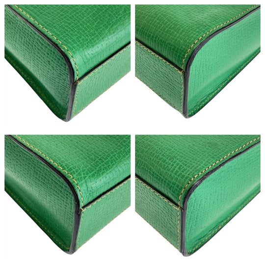 LOEWE Shoulder Bag leather Green GoldMetal Crossbody Shoulder Bag Pochette Women Used Authentic