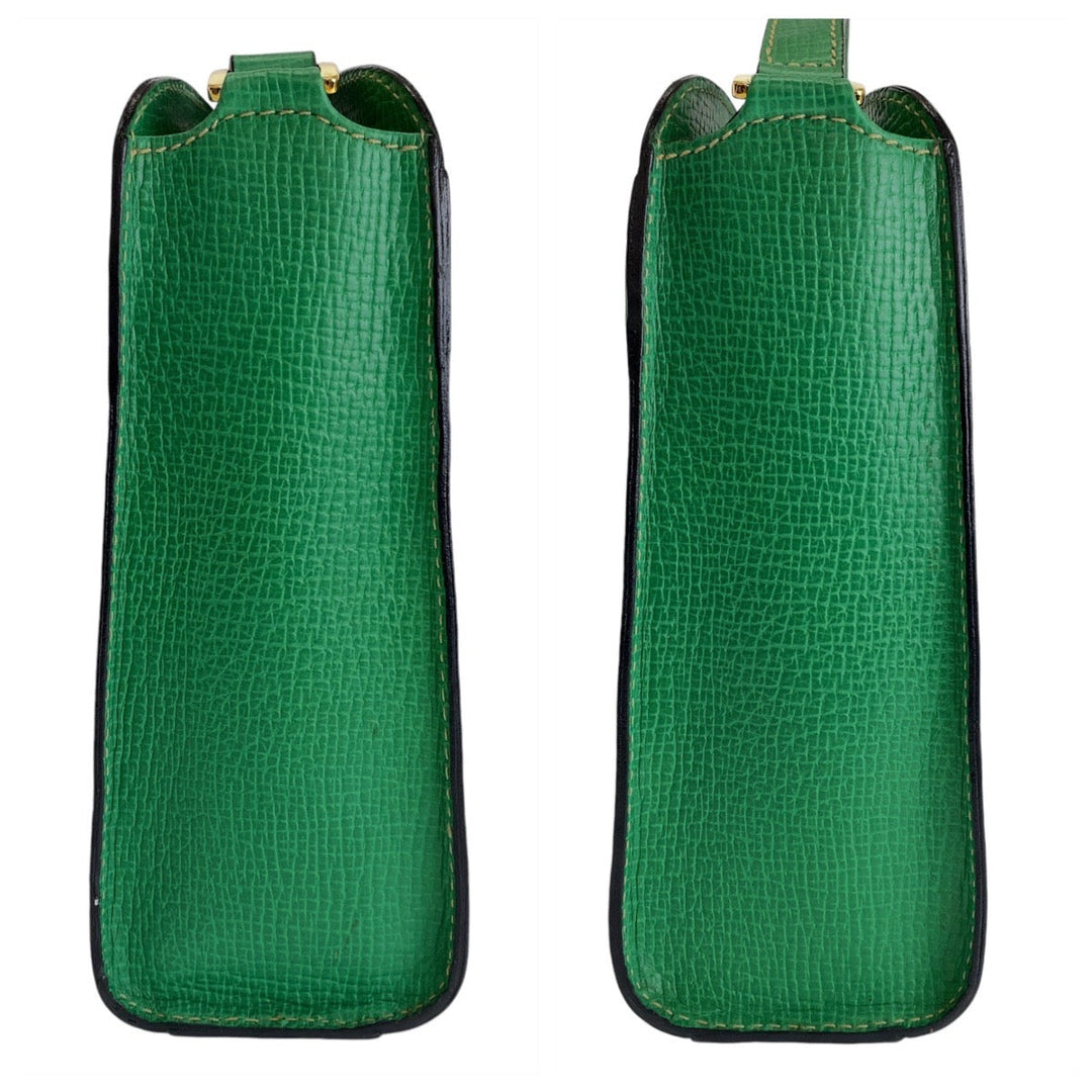 LOEWE Shoulder Bag leather Green GoldMetal Crossbody Shoulder Bag Pochette Women Used Authentic