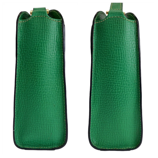 LOEWE Shoulder Bag leather Green GoldMetal Crossbody Shoulder Bag Pochette Women Used Authentic