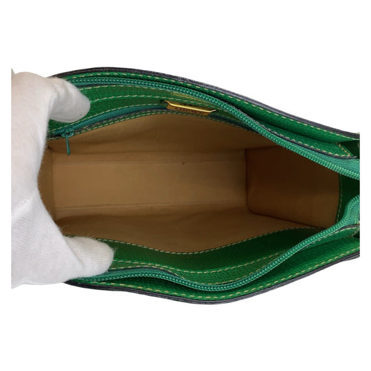 LOEWE Shoulder Bag leather Green GoldMetal Crossbody Shoulder Bag Pochette Women Used Authentic