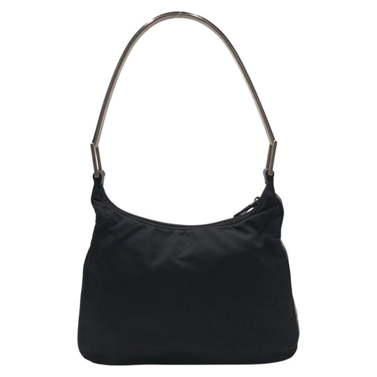 PRADA Shoulder Bag Nylon, Leather Black black Hobo Shoulder Bag Test Embossing Women Used Authentic