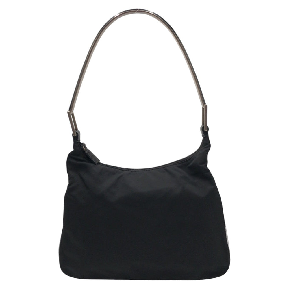PRADA Shoulder Bag Nylon, Leather Black black Hobo Shoulder Bag Test Embossing Women Used Authentic