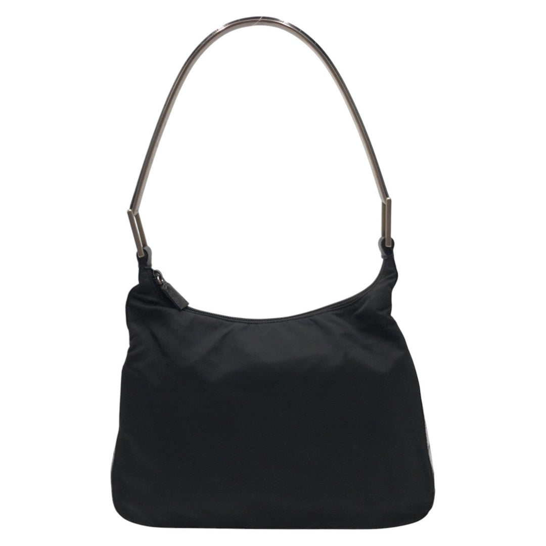 PRADA Shoulder Bag Nylon, Leather Black black Hobo Shoulder Bag Test Embossing Women Used Authentic