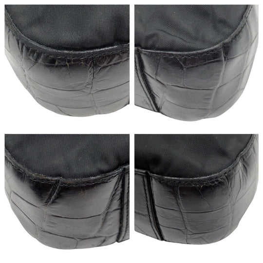 PRADA Shoulder Bag Nylon, Leather Black black Hobo Shoulder Bag Test Embossing Women Used Authentic
