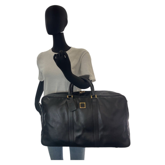 LOEWE Boston Duffel bag leather Black GoldMetal Boston Duffel bag Handbag Unisex anagram mens Used Authentic
