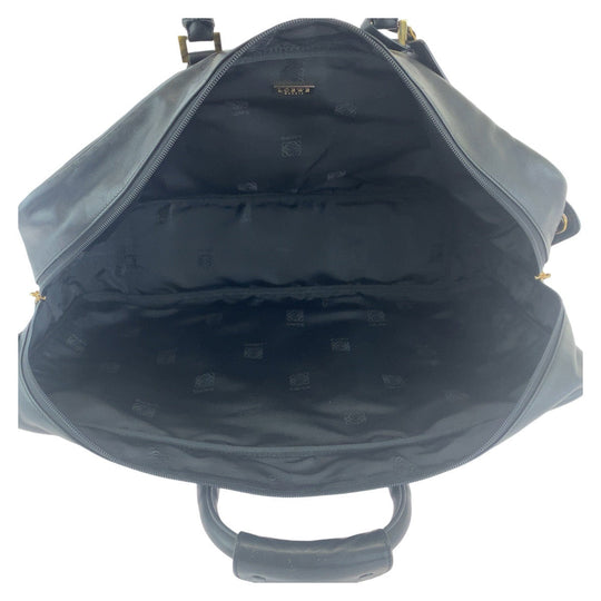 LOEWE Boston Duffel bag leather Black GoldMetal Boston Duffel bag Handbag Unisex anagram mens Used Authentic