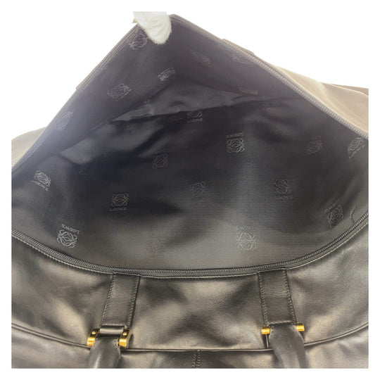 LOEWE Boston Duffel bag leather Black GoldMetal Boston Duffel bag Handbag Unisex anagram mens Used Authentic