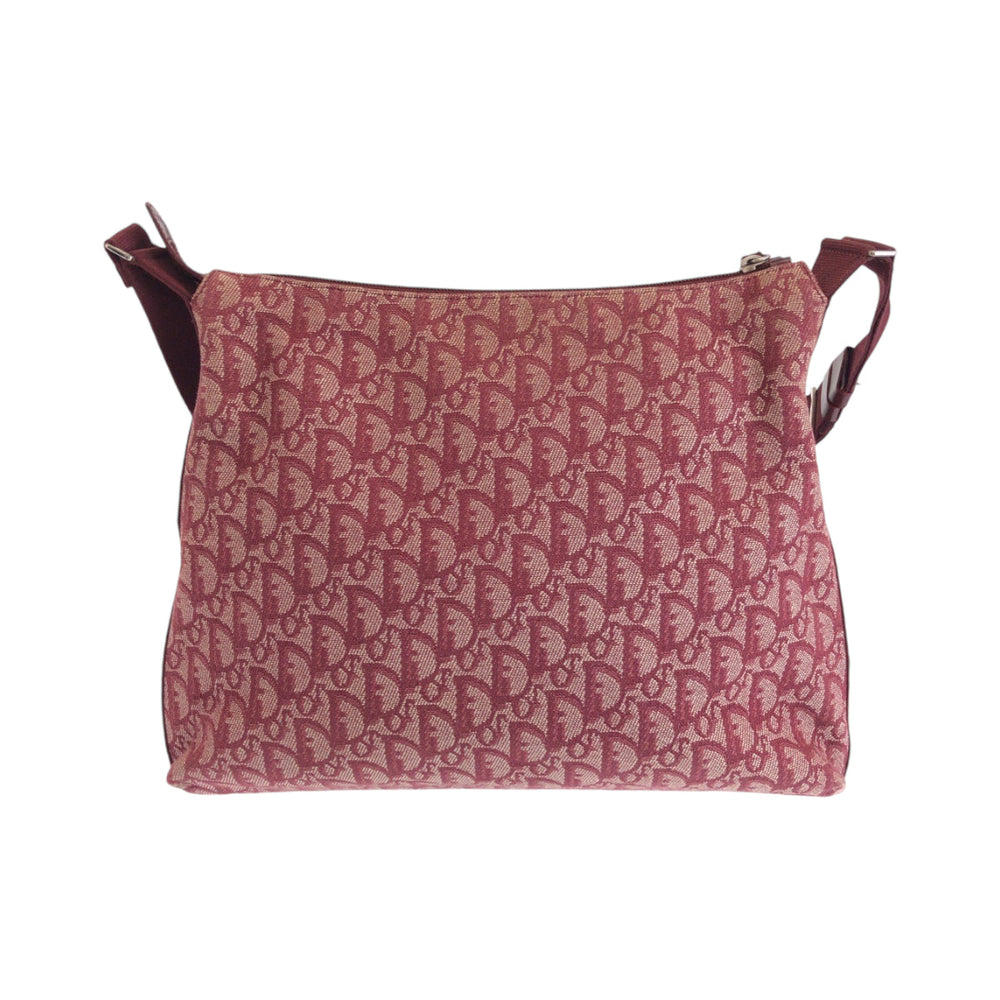 Dior Shoulder Bag O1RU0044 canvas Red Silver Metal Shoulder Bag Messenger bag Trotter Women Used Authentic