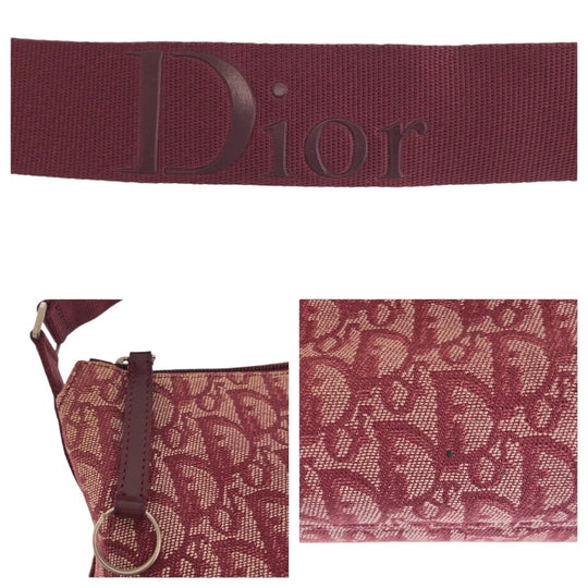 Dior Shoulder Bag O1RU0044 canvas Red Silver Metal Shoulder Bag Messenger bag Trotter Women Used Authentic