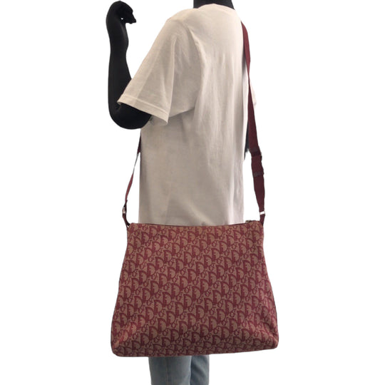 Dior Shoulder Bag O1RU0044 canvas Red Silver Metal Shoulder Bag Messenger bag Trotter Women Used Authentic